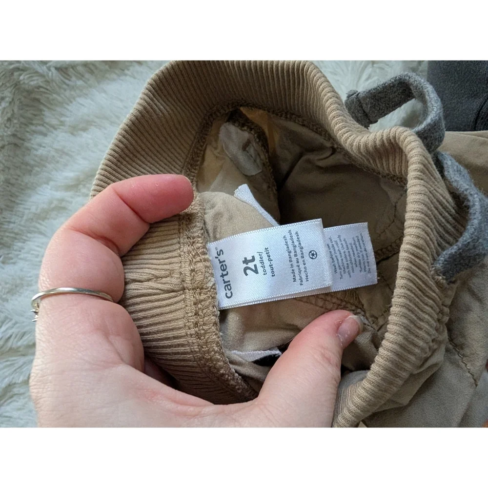 Carter's 100% Cotton Tan Khaki Cargo Pull On Pants Toddler Size 2T